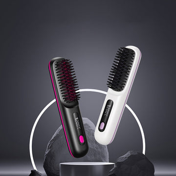 Portable&cordless straight hair comb, rapid heating, constant temperature anti-hot design, negative ion technology, intelligent digital display, USB charging, delicate and lightweight, very suitable for home and travel use, ideal gift for ladies